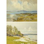 Arthur Tucker (1864-1929), coastal scene and loch view, signed, watercolours. Each 25 cm x 35 cm.