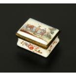 A Birmingham enamel snuffbox, circa 1780, rectangular waisted form,