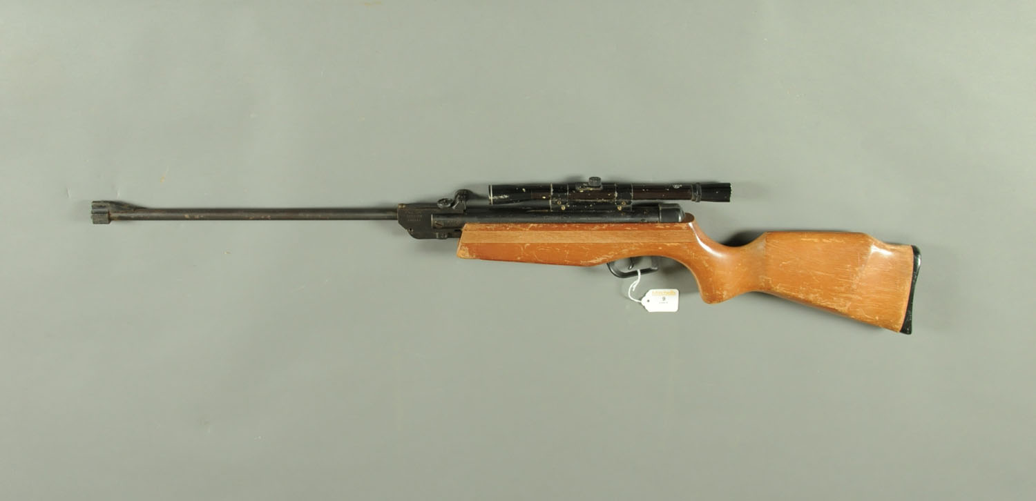 A Gamo Expo .22 break barrel air rifle, fitted with BSA 4 x 20 telescopic sight. Serial No. 670404.