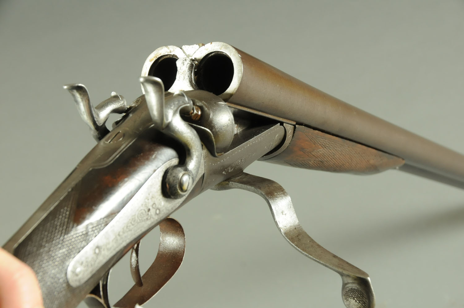 A Richardson of Cork double barrel 8 bore shotgun, 29.5" Damascus barrels, the rib engraved T.