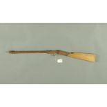 A Nova tinplate air gun, marked to right hand side "D.R. Patent". Overall length 77 cm..