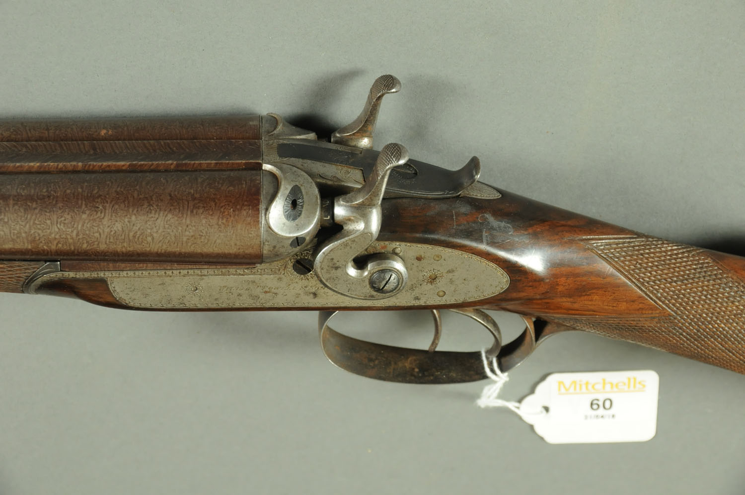 William Powell Bar-in-Wood 12 bore side/side hammer shotgun, 30" Damascus barrels, - Image 3 of 4