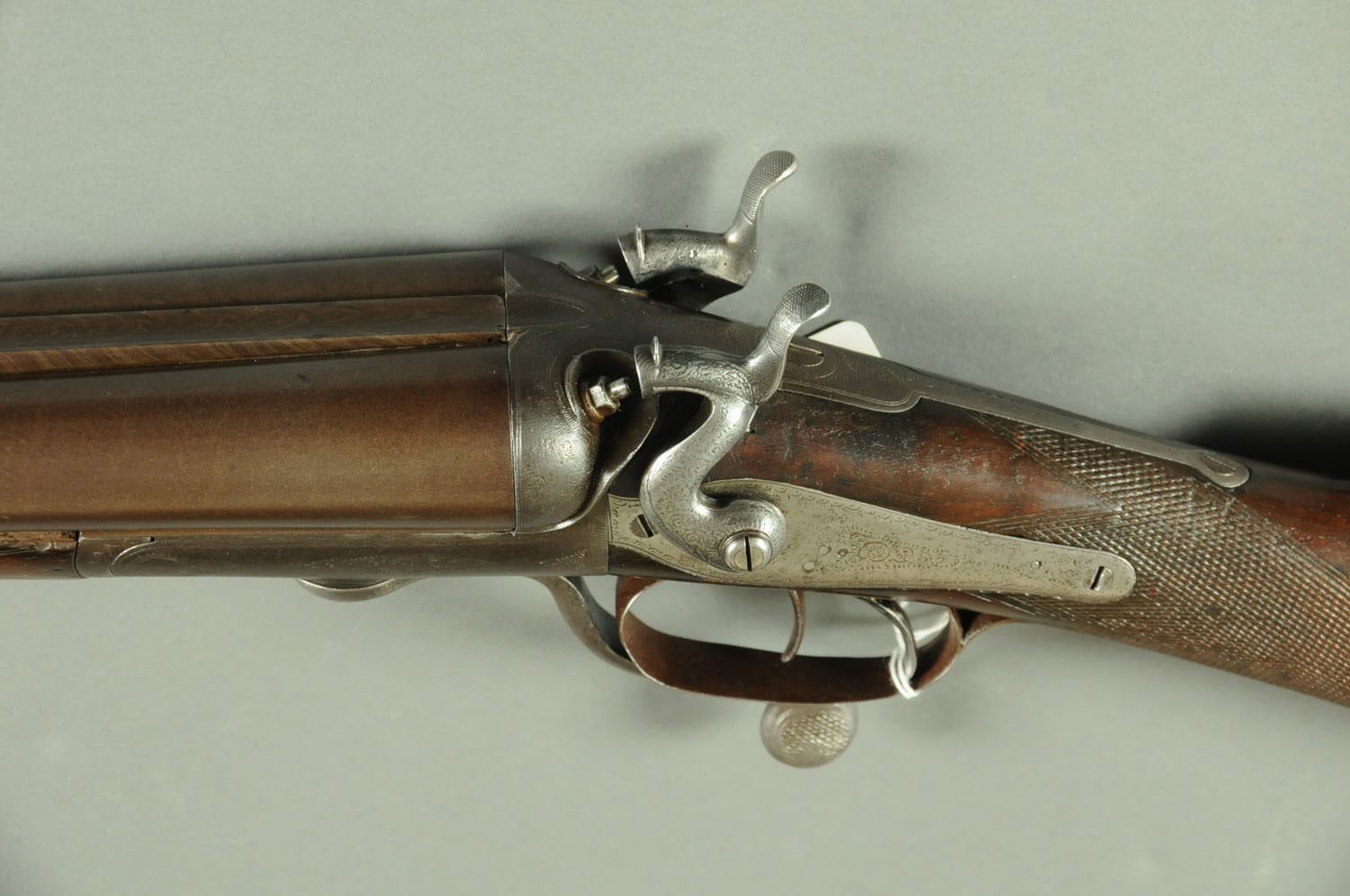 A Richardson of Cork double barrel 8 bore shotgun, 29.5" Damascus barrels, the rib engraved T. - Image 2 of 5