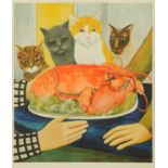 Beryl Cook 1926-2008, "Four Hungry Cats", colour print, signed in pencil,