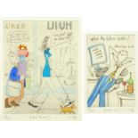 Tim Bulmer, (British 20th century), two Limited Edition handpainted engravings, "Retail Therapy!",