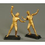 A pair of gilt spelter Olympians, early 20th century,