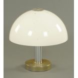 A Prova Italian chrome and white Perspex table lamp, circa 1970's, the domed shade on a chrome stem.