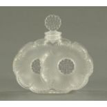 A Lalique moulded glass scent bottle in the Deux Fleurs design, late 20th century,