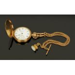 Waltham 9 ct gold cased full Hunter pocket watch, with subsidiary seconds dial,