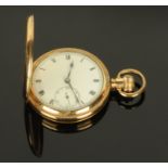 A Dennison gold plated full Hunter pocket watch, 20th Century, button wind,