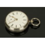 A silver cased pocket watch, the case Chester 1890,