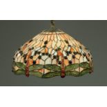 A Tiffany style lamp shade, dragonflies, last quarter 20th century. Diameter 51 cm.