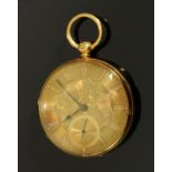 An 18 ct gold cased pocket watch, the case Gilling and Clerc, London 1846,