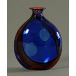 A Murano blue and red art glass vase by Archimede Seguso, second half 20th century,