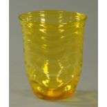 A Thomas Webb uranium Venetian ripple glass vase, circa 1930/40's, from the Gay Glass range,