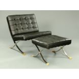 After Ludwig Mies Van Der Rohe, Barcelona chair and footstool, late 20th Century,
