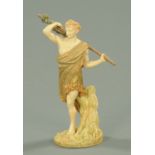 A Royal Worcester figure, draped male holding a staff, Registered No. 143172. Height 26 cm.