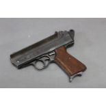 Record Jumbo .177 over lever air pistol, made in West Germany. Length 18 cm. Serial No. 15065.