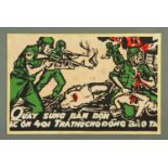 A Vietnamese hand painted propaganda poster, circa 19060/70's,