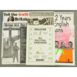 Twelve posters about The Irish Troubles, to include 22 Years in English Prisons,