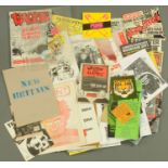 A box of Civil Unrest & Class War ephemera booklets and badges, Alternative Green,