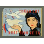 A handpainted Vietnamese propaganda poster, circa 1960s,