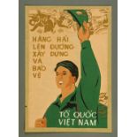 A hand painted Vietnamese propaganda poster,