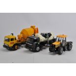 Trio of Britains Farm items including Cement Mixer, Milk Lorry plus JCB Fastrac. Generally G to