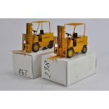 Gescha No. 298 Caterpillar Forklifts. Two versions, one lighter shade of yellow. M in Boxes. (2)