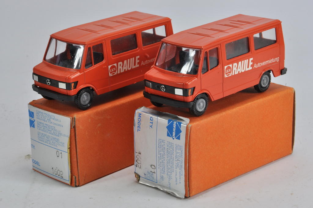 Conrad No. 1602 Mercedes Minibus Van x 2. Raule. M in Boxes. Rare. (2)