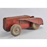 Unusual Large tinplate road or industrial Tractor, flaired mudguards, opening 'boot' clockwork (