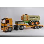 Impressive Bruder 1/16 Scale MB Acros Truck and Low Loader with Joskin Tanker Load. E.