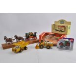 Misc group of toys including BRUMM Horse Set, Ertl Construction, Siku and Britains Plough Set.