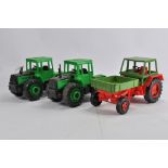 Trio of older Bruder Tractor Models including MB Trac x 2 and a Fendt Tool Carrier. G to E. (3)