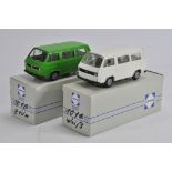 Conrad No. 1016/02 and 08 VW Transporter Minibus Van in Green and White. M in Boxes. Rare. (2)