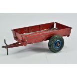 Extremely Rare Bullock Toys Metal Trailer. Red with Blue Hubs. Missing Raves. Generally F to G.