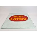 Unusual and Original Post Office Glass Screen / Sign. Approx 50 x 50 cm