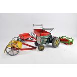 Selection of Tin Plate Mettoy Farm machinery including Tractor and Implements. Generally G to VG. (