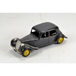 French Dinky Toys No.24N Citroen 11BL. Black body, yellow ridged hubs. Fine example is E/NM.