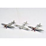 Dinky Toys No.730 Tempest II x 3. Silver, red propeller, "RAF" roundels. F to G. (3)
