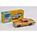 Corgi No.245 Buick Riviera. Gold body, red interior, chrome front and rear bumpers, wire wheels. E