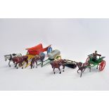 Group of Britains and Crescent Horse Drawn farm related items including Farmer's Gig, Cart and