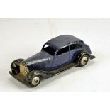 Dinky Toys No.30B Rolls Royce. Dark blue body, black chassis, Silver ridged hubs. Notable Wear. F.