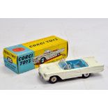 Corgi No.215 Ford Thunderbird Open Sports Car. White body, silver trim, blue and silver interior.