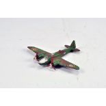 Dinky Toys pre-war No.62B Bristol Blenheim Bomber. Camouflage green, brown, silver cockpit, red