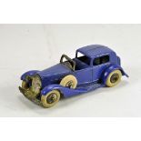 Dinky Toys Pre-War No.24c Town Sedan. Blue body, smooth hubs with white tyres. Stunning example