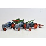 Britains Tractor Group including Fordson Major x 3 with various implements. Generally F. (6)
