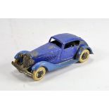 Dinky Toys No.24e Pre-war Streamlined Saloon. Two tone Mid body, Light blue chassis, smooth hubs,