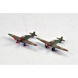 Dinky Toys No.62H Hawker Hurricane Pre-War Fighter Duo. Green Brown Camoflauge, roundels to wings. G