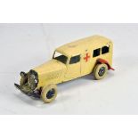 Dinky Toys No.24a Pre-War Ambulance. Cream body. Broken Wings. F only.